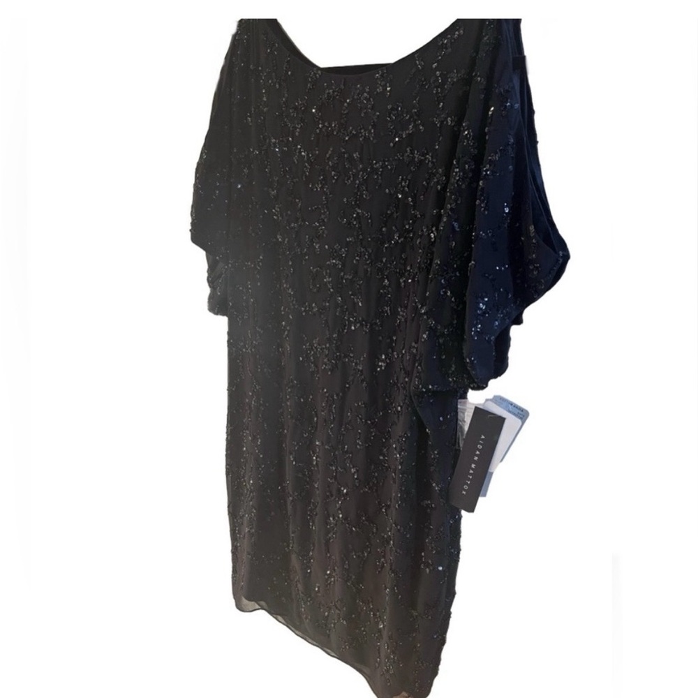 Aidan Mattox Dolman Split Sleeve Black Cocktail Dress. Size 4